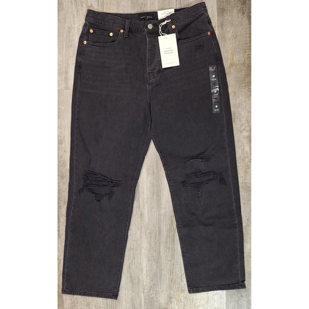 Lucky Brand High Rise 90s Loose Straight Denim Jeans Faded Black Size 10/30 NWT